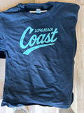 Long Bech Coast Script Unisex Black T-shirt